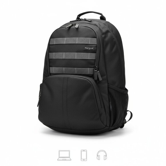 Targus Black Laptop Backpack – Tech Travel School Bag with Multiple Compartments - Picture 1 of 8